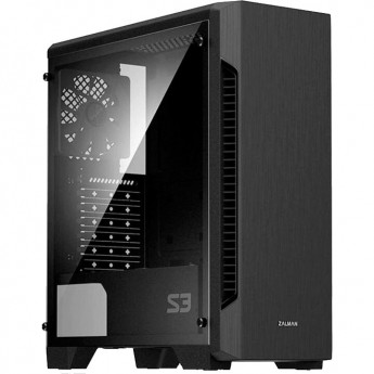 Корпус ZALMAN S3 TG, ATX, BLACK, TEMPERED GLASS WINDOW, 2X3.5", 2X2.5", 2XUSB2.0, 1XUSB3.0, FRONT 2X120MM