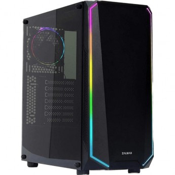 Корпус ZALMAN K1 REV.B, ATX, BLACK, WINDOW, EDGE RGB DESIGN, 2X3.5", 2X2.5", 2XUSB2.0, 2XUSB3.0, FRONT 1X120MM, REAR 1X120MM ARGB