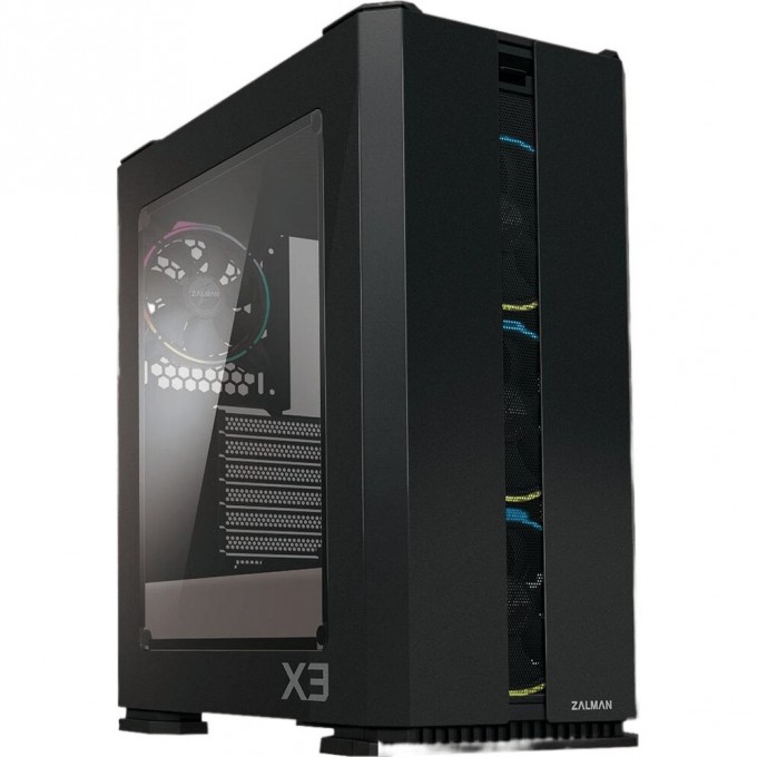 Корпус ZALMAN X3, ATX, BLACK, WINDOW, 2X3.5", 2X2.5", 2XUSB2.0, 2XUSB3.0, FRONT 3X120MM RGB, REAR 1X120MM RGB X3 BLACK