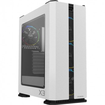 Корпус ZALMAN X3, ATX, WHITE, WINDOW, 2X3.5", 2X2.5", 2XUSB2.0, 2XUSB3.0, FRONT 3X120MM RGB, REAR 1X120MM RGB