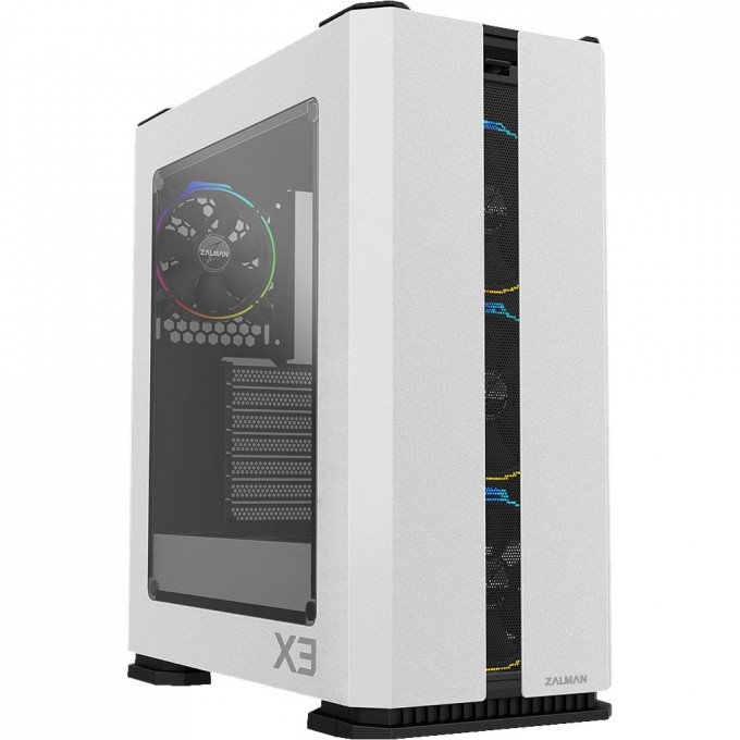 Корпус ZALMAN X3, ATX, WHITE, WINDOW, 2X3.5", 2X2.5", 2XUSB2.0, 2XUSB3.0, FRONT 3X120MM RGB, REAR 1X120MM RGB X3 WHITE